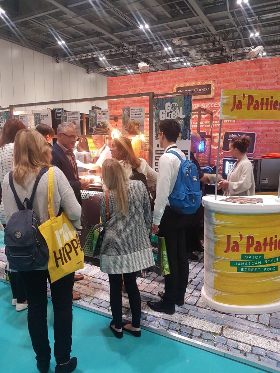 CountryChoiceUK's tweet photo. Our Go Global concept and Ja'Patties are going down great today @lunchexhibition #lunch17 https://t.co/2AqE7nPXnp