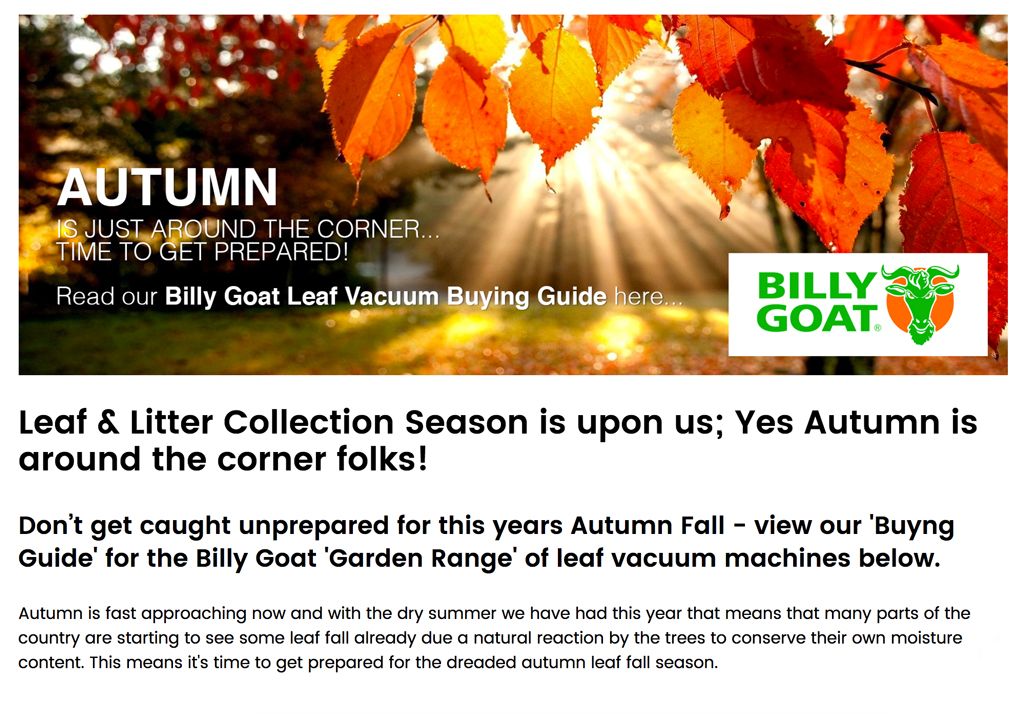 AUTUMN'S HERE! Read our full Leaf &amp; Litter Billy Boat Buying Guide here... buff.ly/2xgMZe6 #billygoat #leafcollectors