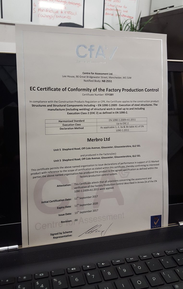 MerbroLTD's tweet photo. We are proud to announce we are now certified to supply Structural Steel to EN1090 Execution Class 2 #gloucester #steelfabricators #glosbiz https://t.co/L47GwKD7ge