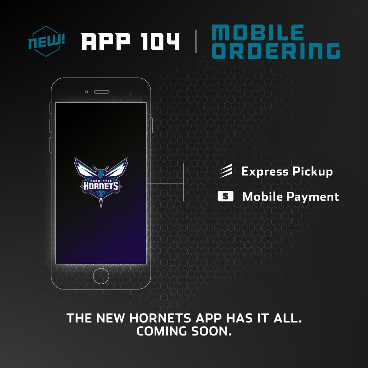 hornets's tweet photo. You can order food for express pickup at select locations and pay for your food at any concession stand with the new Hornets app! #AppFact https://t.co/YSdyjOBuHW