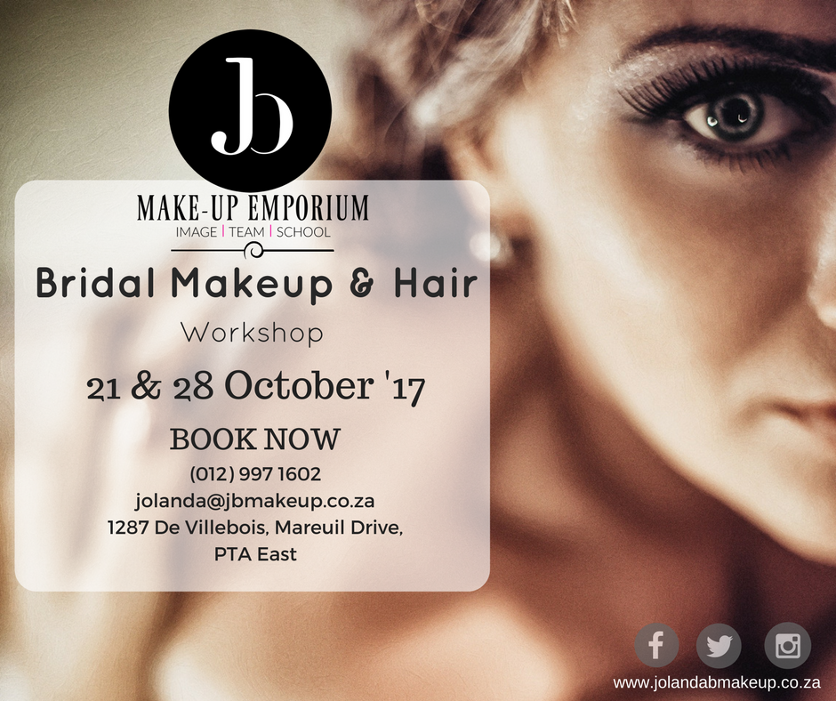 JBMake_up's tweet photo. Book your spot for our Bridal Makeup &amp; Hair Workshop...! Phone NOW for more information (012)9971602
#jbmakeup #bridalmakeup https://t.co/JugYvvOWnn