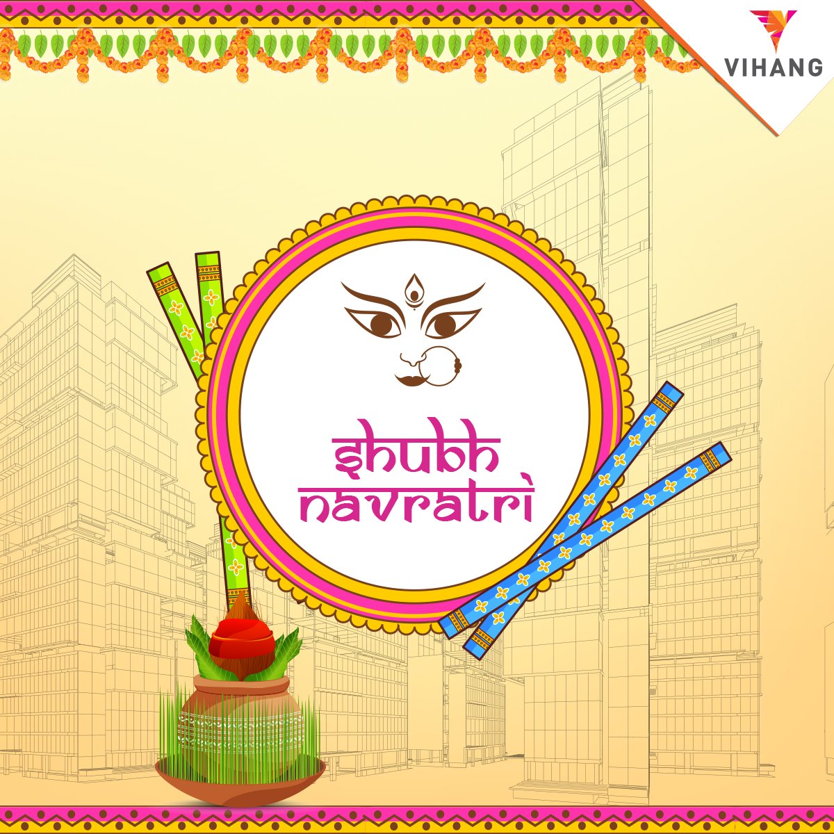 VihangGroup's tweet photo. Team #Vihang wishes everyone a #HappyNavratri! May your home be filled with lots of magical & blessed moments! #Navratri2017 #VihangGroup https://t.co/rUNlZnfmnA