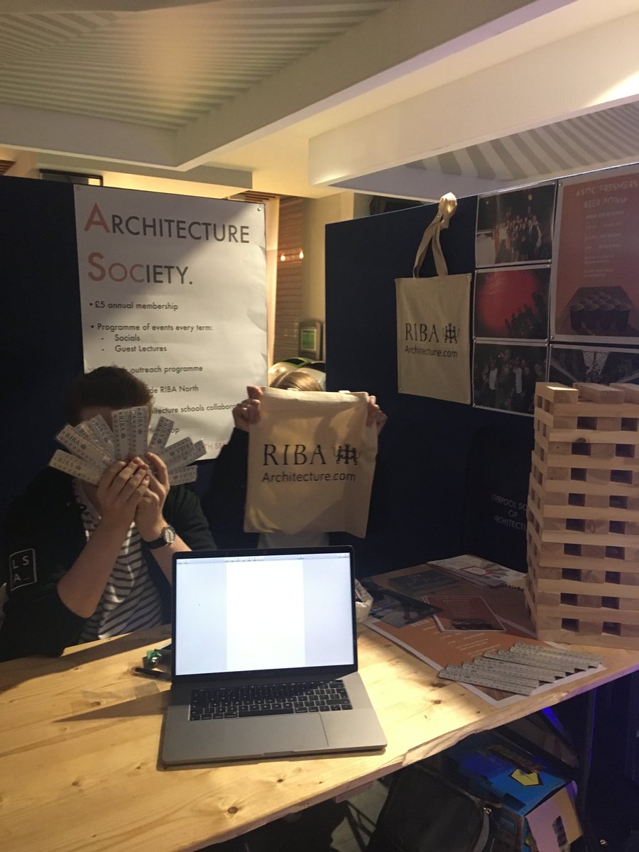 ASocLiv's tweet photo. We are at @LiverpoolGuild fresher's fair today. Come see us we have giant jenga and goodies thanks to @RIBANorth! https://t.co/jJP61F2Jtb