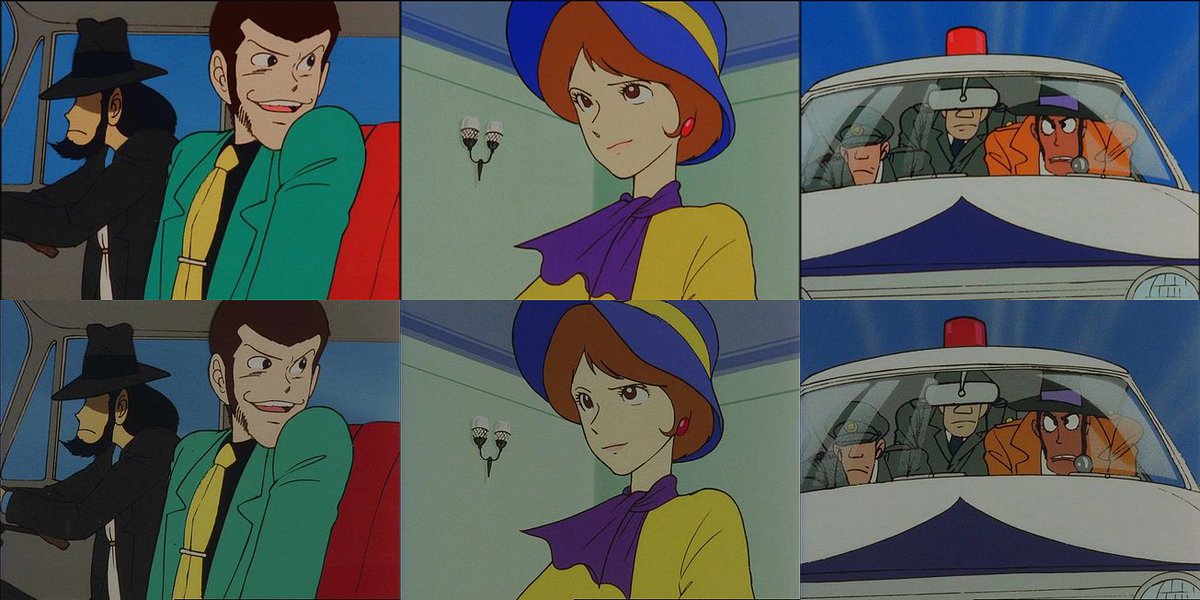 リマスター版2リマスター版1（上画像）と2（下画像）を比較。リマスター版1のほうがやや彩度が強いが、全体を通して両者とも色味が似ているので、大元は同一のテレシネ素材を使用しているのかもしれない。第2話サブタイトル画面も両方青。画面のトリミング具合は若干違う（2のほうが広い）。