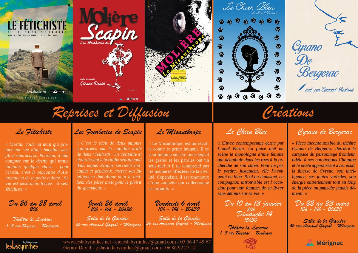 LesLabyrinthes's tweet photo. Le programme des Labyrinthes pour la saison 2017-2018 : https://t.co/cqnNX5ngCk