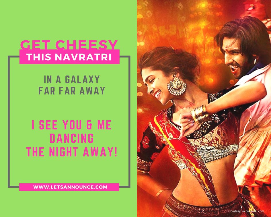 letsannounce's tweet photo. Aye halo #garba ramva!! This #Navratri get cheesy with the one you #love #India #proposals #date #dandiya #letsannounce #happynavratri https://t.co/RIiGe5dmfQ