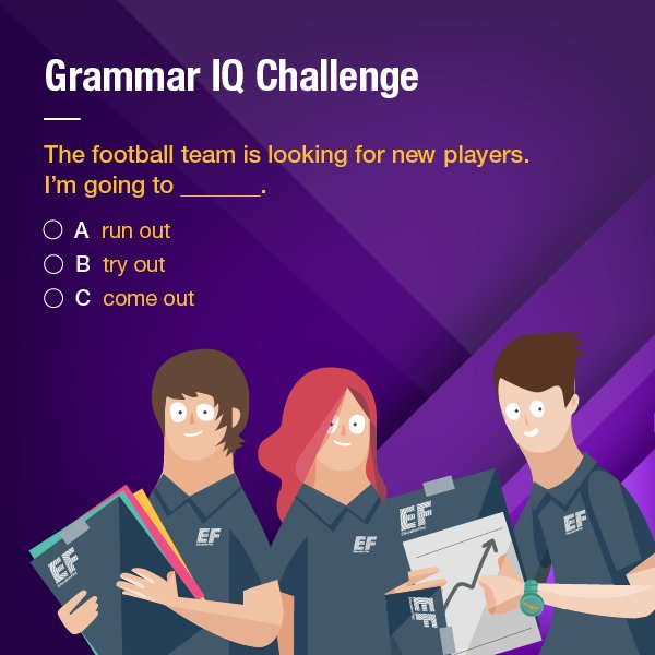 #EFGrammarIQ
Answer the question below and test your Grammar level here bit.ly/2f9TcxK