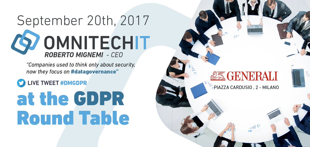 omnitechit's tweet photo. OMNITECHIT CEO @RobertoMignemi attended the GDPR Round Table #DMGDPR For more info: https://t.co/Xny4r8nKUa https://t.co/fMitiLa5dx
