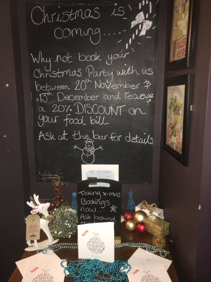 AshTreeAshford's tweet photo. Christmas is coming! Book now and receive a 20% DISCOUNT off your food bill between 20th November and 13th December!🎅🏻🎁🎉 #ChristmasIsComing https://t.co/2kBy82iqZw