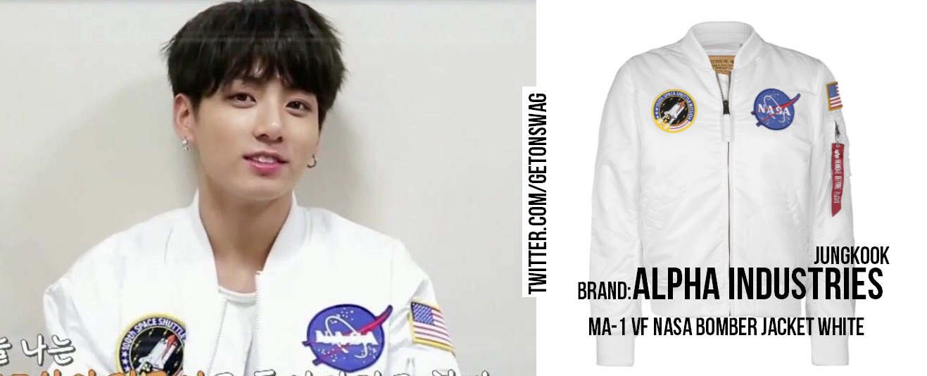 Beyond The Style Alex on X JUNGKOOK BTS 170921 JUNGKOOK Alpha Industries MA 1 VF Nasa bomber jacket approx. 195 usd https t 6SjRlJAW1J X