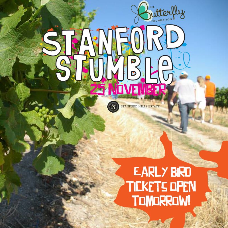 Tickets on sale tomorrow 8am for the awesome <a href="/StanfordStumble/">StanfordStumble</a>, 25 Nov at <a href="/StanfordHills/">Stanford Hills</a> Early Bird discount for 1 week. <a href="/HermanusTourism/">Hermanus Tourism</a>