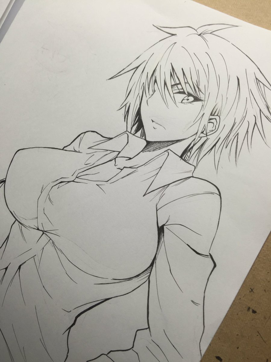Gペン使わない方がいい気してきた……(筆ペンとミリペンのみで作画) 