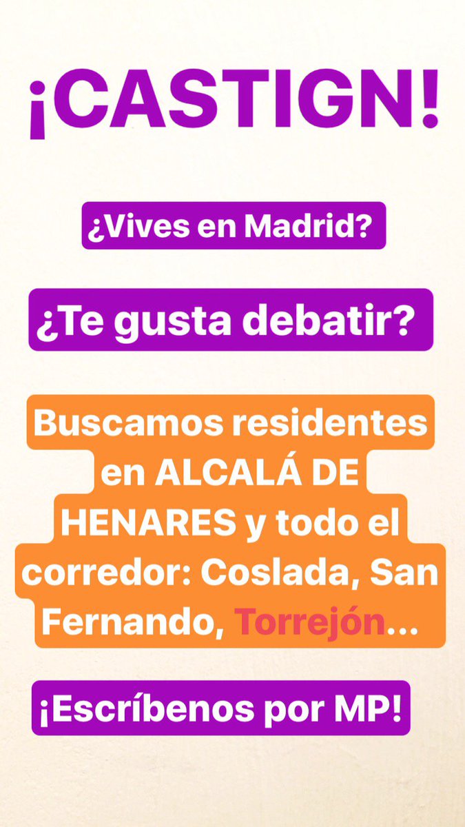 #CASTING: Buscamos residentes del #CorredorDeHenares y #AlcalaDeHenares para programa de televisión de debate ¿Te apuntas! ¡Escríbenos!
