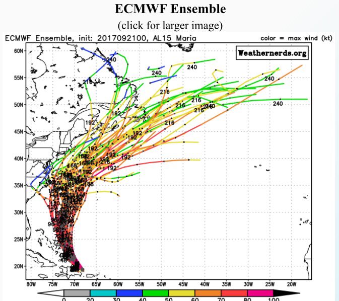 ScottFox29's tweet image. Latest #computermodels #spaghettiplots #Maria @FOX29philly #ECMWF ensembles