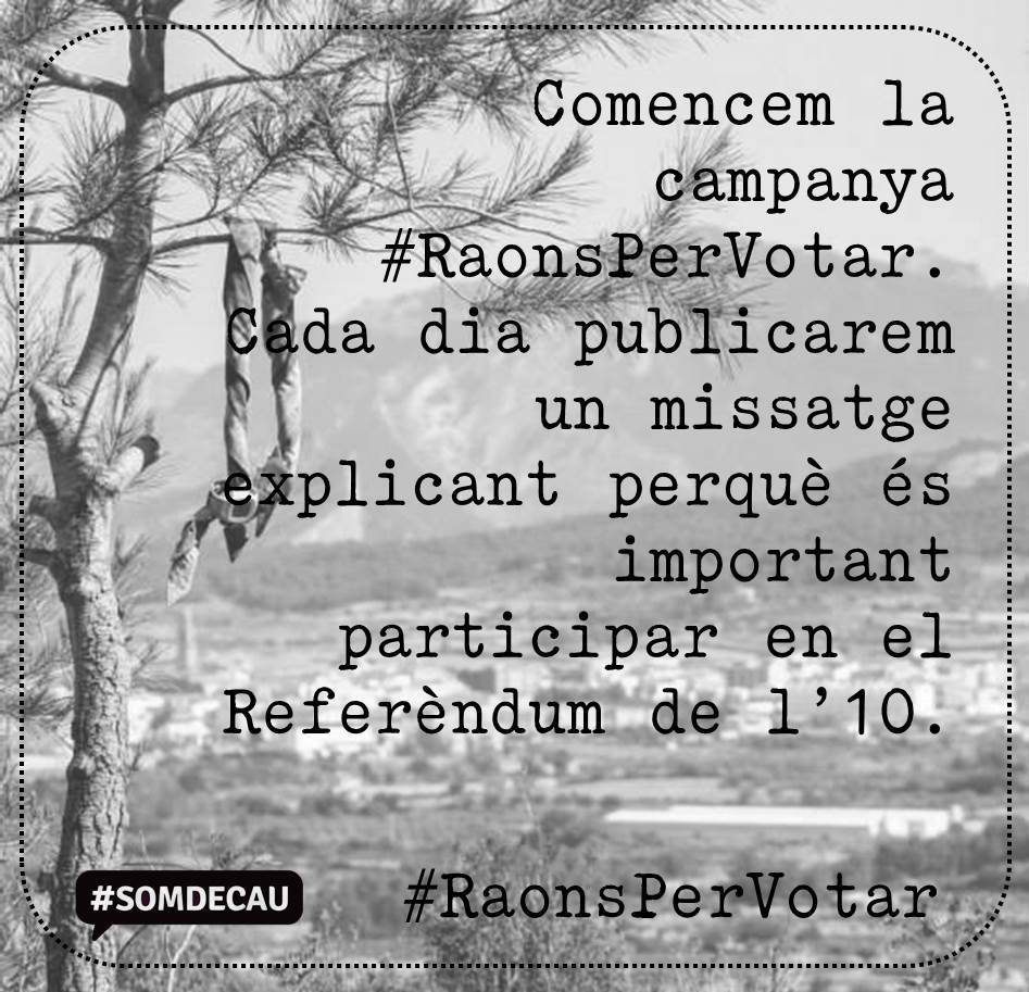 fceg_cat's tweet photo. Comencem  la campanya #RaonsPerVotar. Cada dia publicarem un missatge explicant  per què és important participar en el Referèndum de l’1O. https://t.co/W83wo4PY6G