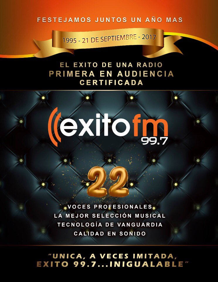 santospatri's tweet photo. Estamos de cumple!!! #ExitoFm #22años https://t.co/sdcpCj9nzi
