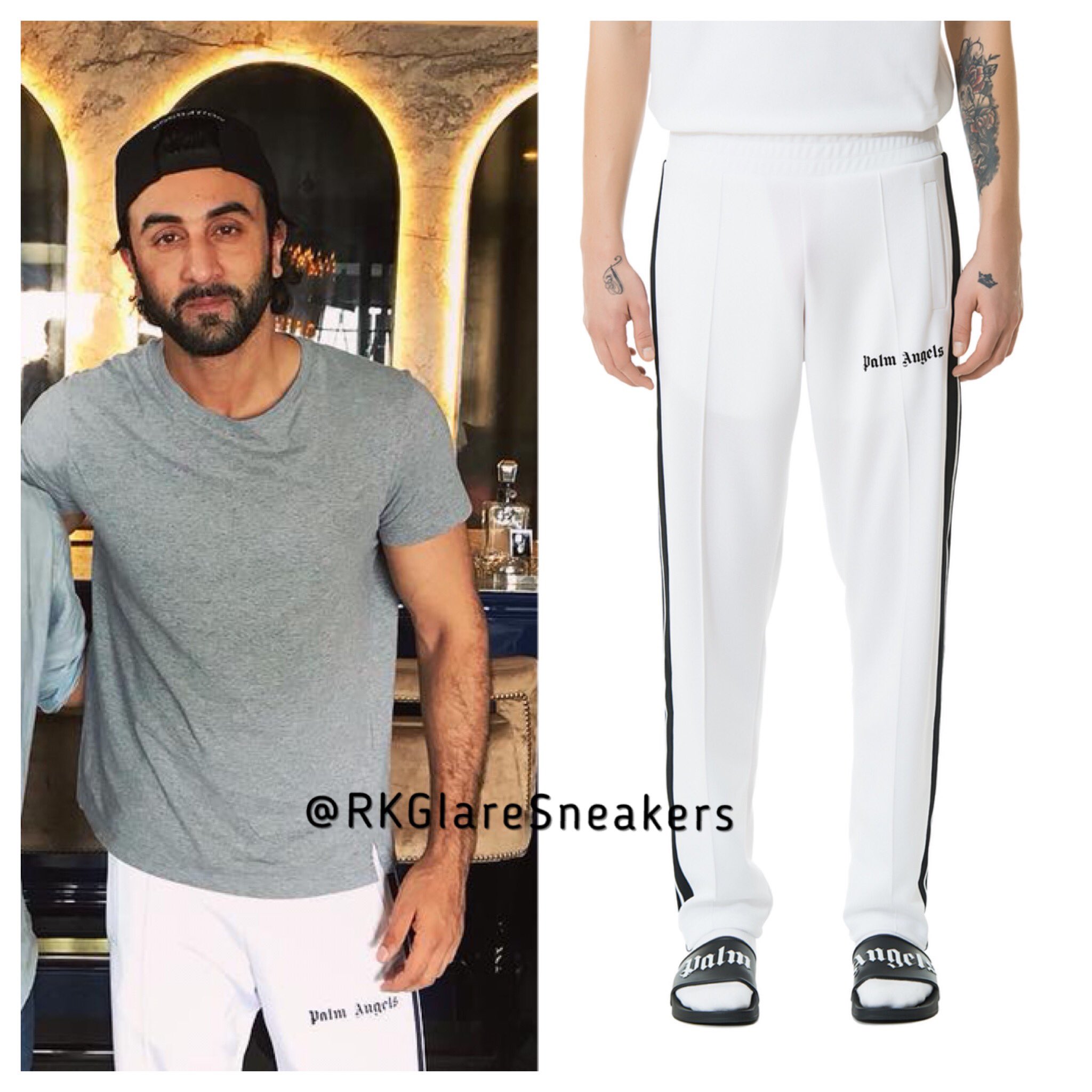 🔥 Ranbir's Awesomeness 🔥 on X: Ranbir Kapoor was spotted at rehearsals  by a fan today, wearing #PalmAngels white/ black track pants   / X