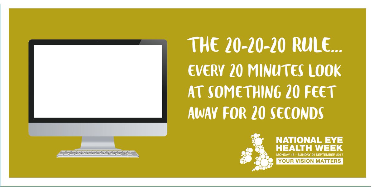 PrinceOpt's tweet image. We spend an average of 8 hours a day staring at screens. Follow the 20-20-20 rule to prevent screen fatigue (dry, sore, tired eyes) #EyeWeek