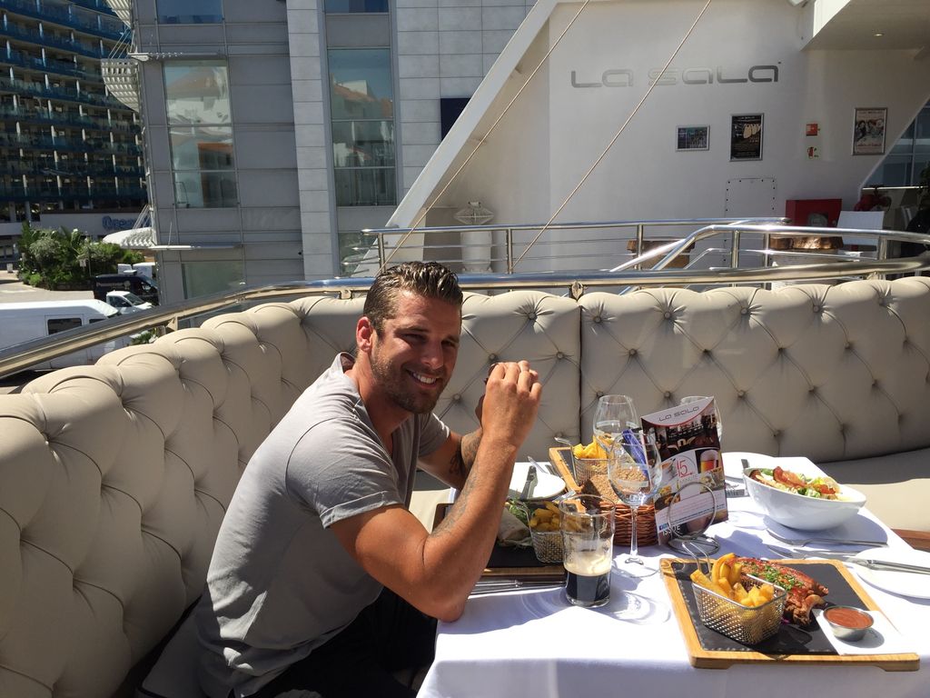 lasalagibraltar's tweet photo. #TBT #ThrowbackThursday David Bentley enjoying #lunch @LaSalaGibraltar! When was the last time you joined us for lunch? #Gibraltar https://t.co/k7wnsssP9J