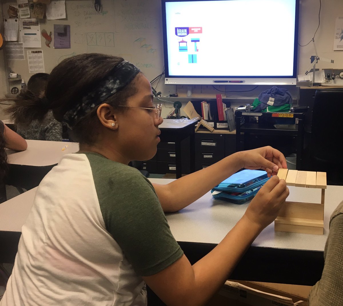 GunstonTechEd's tweet photo. Recreating 3-D shapes from orthographic drawings. We Draw it See it, Do it. Welcome to the Ortho Games #APS_CTAE #APSGunston https://t.co/TGBewe795y