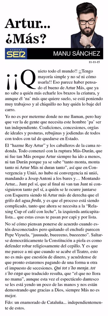 _ManuSanchez_'s tweet photo. 🔴Columnas|2017, 2016 y 2015. Crónica de una muerte anunciada. Querían dinero,necesitaron a la CUP(y a Otegi) y dieron con Rajoy.Una tragedia https://t.co/8Kng7ffsGl