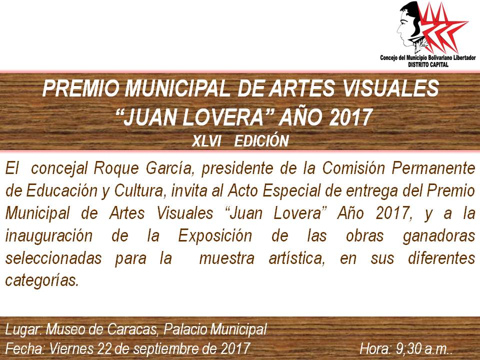comisionp_edr's tweet photo. Acto entrega Premio Municipal de Artes Visuales Juan Lovera 2017 @concejomcaracas @AGraterolPSUV @josebrachoPPT @CiudadCCS @correoorinoco https://t.co/hS51SSc4zG