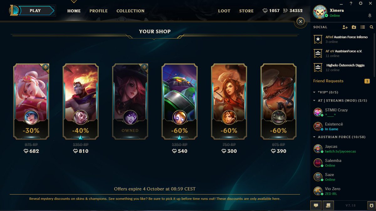 Ximera__'s tweet photo. Finally I'm able to see my offers 😅 the first time only support champs  #LeagueOfLegends #YourShop #JustSupportThings https://t.co/q3QsX6KDNC