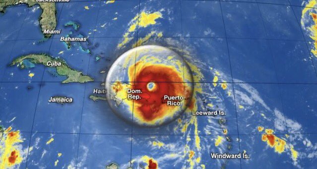 jodi_mohrmann's tweet photo. #UPDATE #Maria's large eye is passing offshore of the Northeastern coast of the Dominican Republic #Category3 #HurricaneMaria #TrackingMaria https://t.co/SV7bviURix