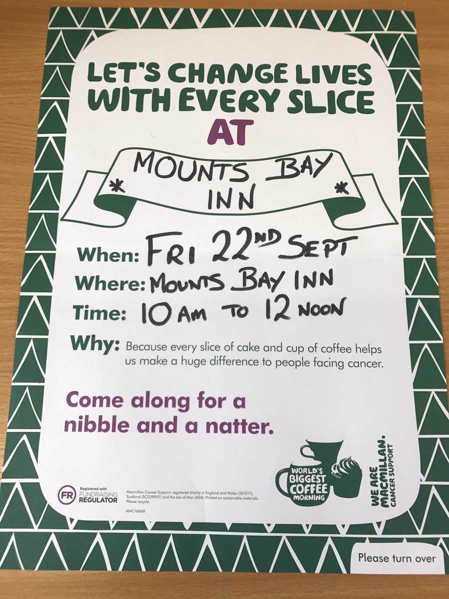 mbayinn's tweet image. #macmillancoffeemorning Friday 22nd #coffee #cake #chatter join us to support this great cause !