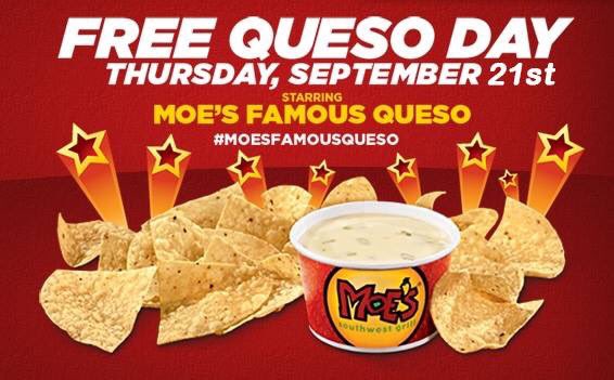 It's baaaaaack! Come Join us for Free Queso Day!
#freequeso #govols #utk #thestrip #moesfamousqueso #team121 #volnation #welcometomoes