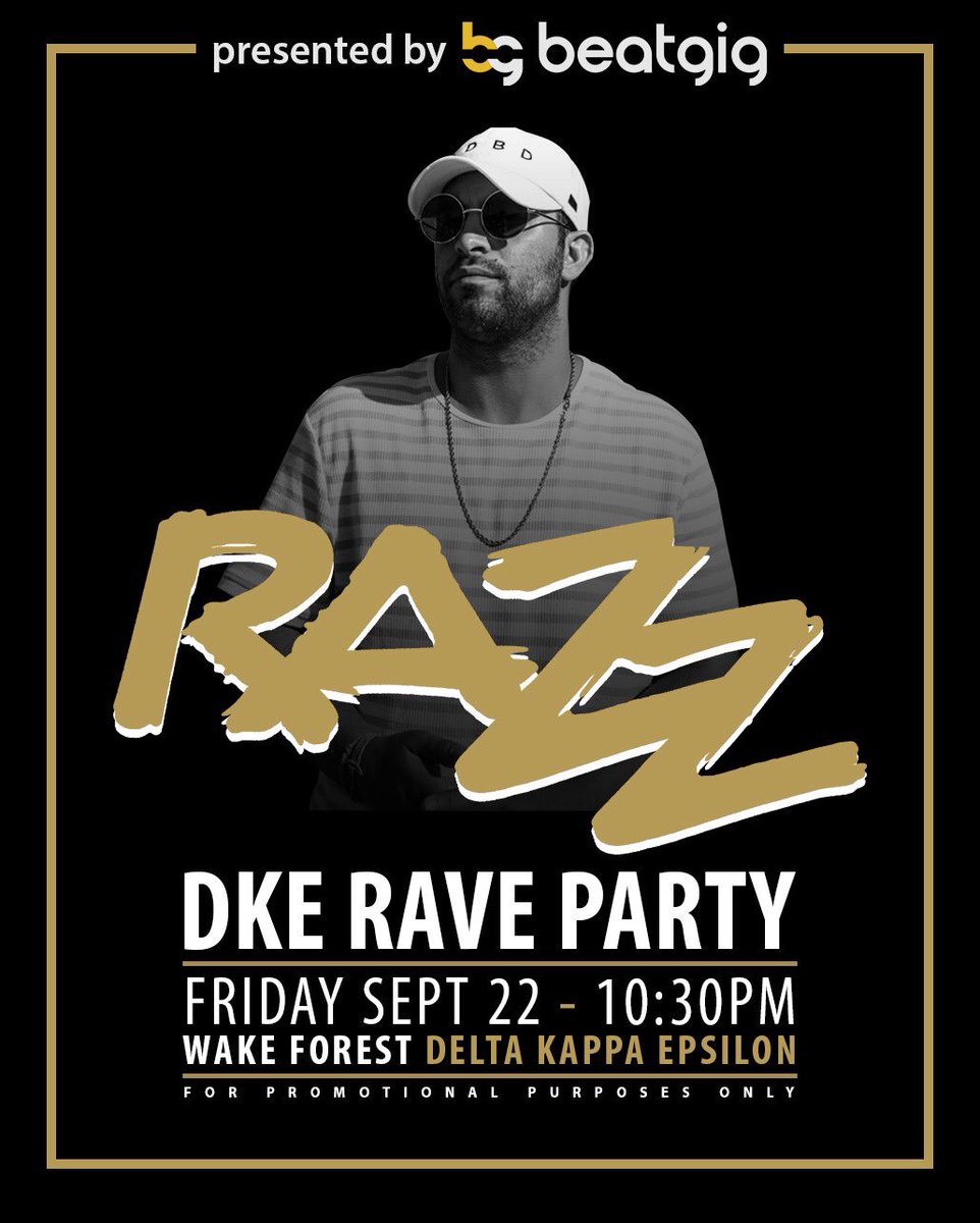 Beat_Gig's tweet photo. From LA to Wake Forest University. @RazzOfficial_ performs live tomorrow night at DKE! https://t.co/JGJIhDRwqR