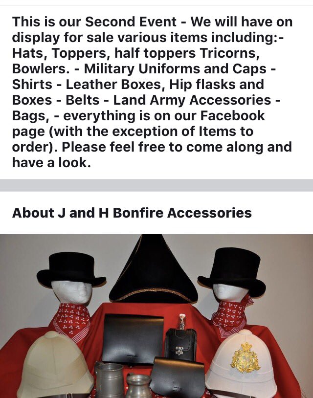 Costume open day 15th October PM for address