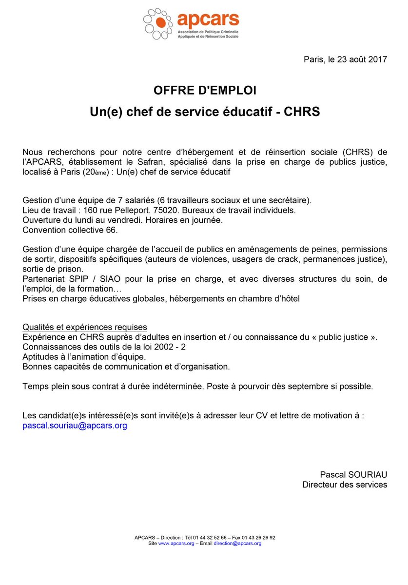 Lettre De Motivation Chrs Assistant Social