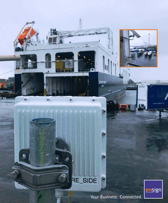 Shore-Side <a href="/repeatit_se/">Repeatit</a> Trinity 318 link with paired 'Ferry-Side' link inset - a grey day but smart work! #Wireless #Engineering #wifi