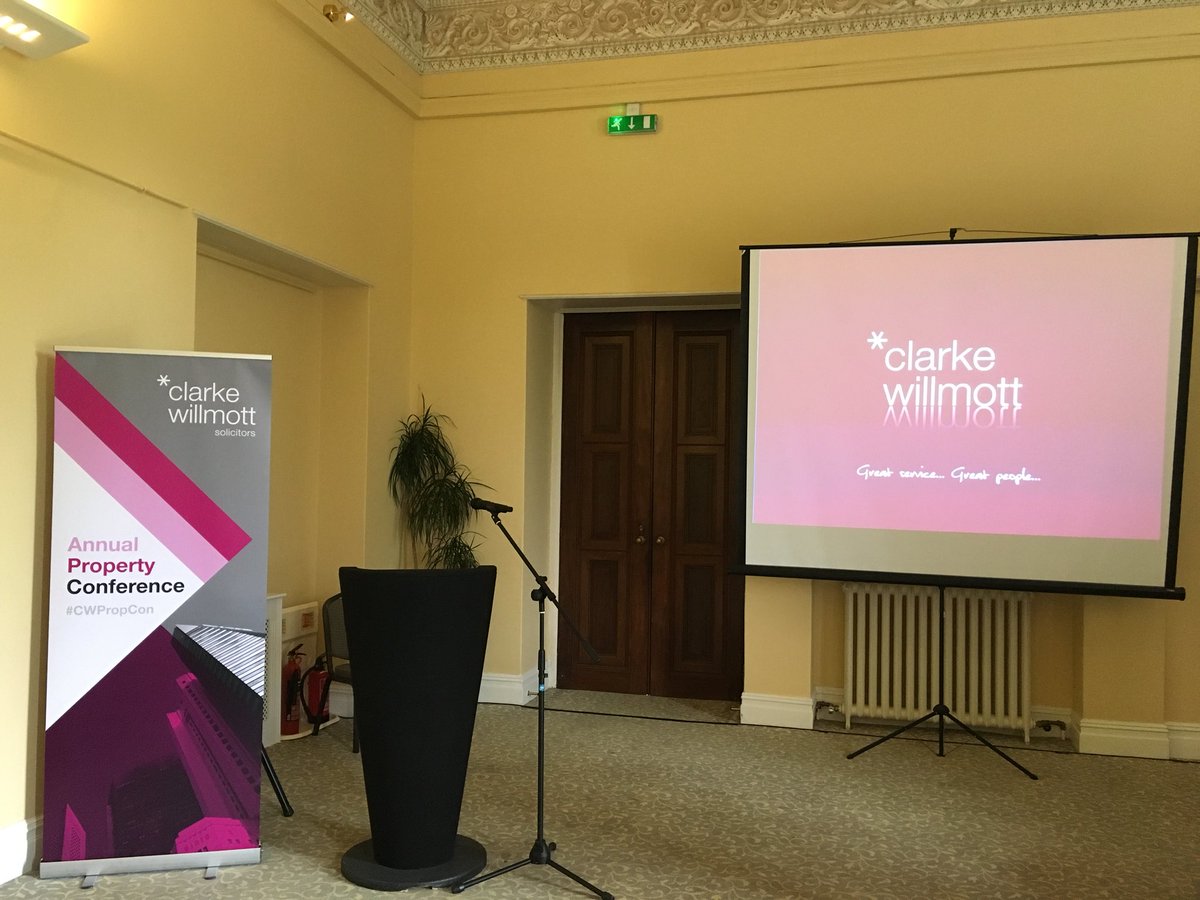 ClarkeWillmott's tweet photo. All set up for this afternoons Bristol Property Conference #CWpropcon https://t.co/lGhePDJ7j7