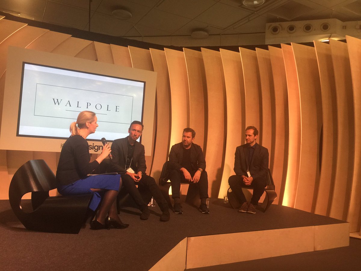TaniaMcNally's tweet photo. At 100%design listening to a talk on 'The New Rules of Luxury with Walpole' with @echlinproperty #davidcollinsstudio #hughmillerfurniture https://t.co/1DvdPNQGSQ