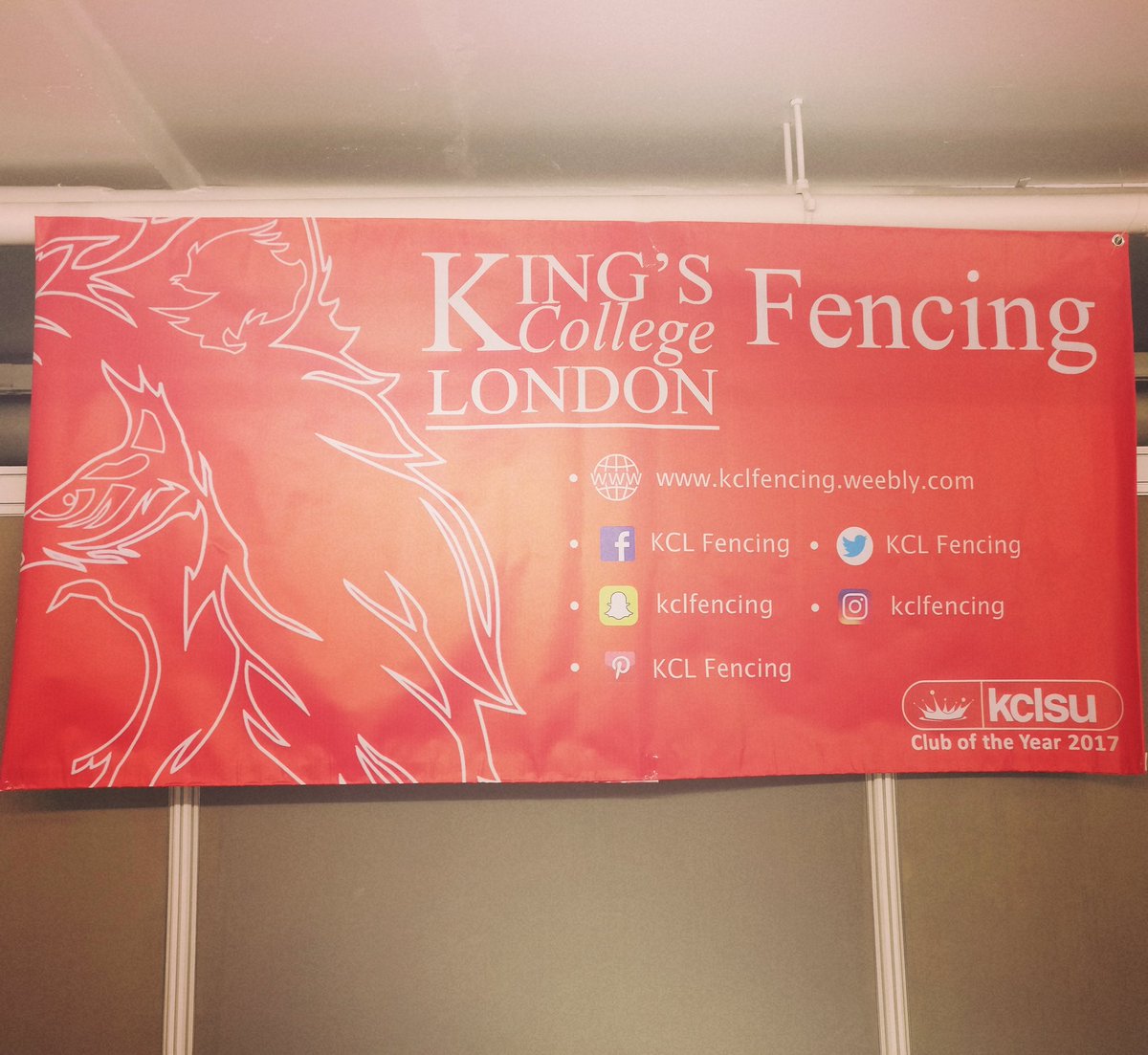 KCLfencing's tweet photo. Getting ready for #freshers fayre tomorrow, come find us on the upper floor of Barbican and look out for the red banner! #kcl #freshersfair https://t.co/PB5tJOCSsT