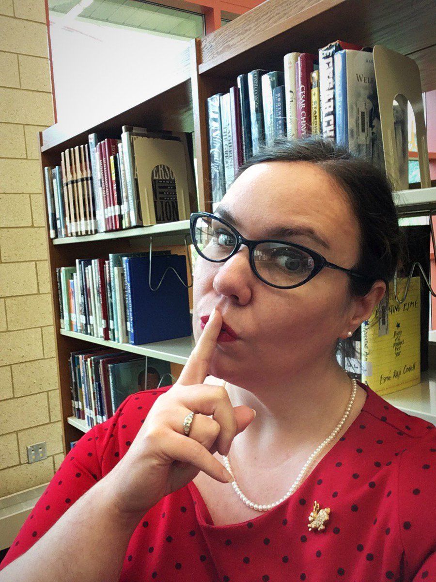 LibraryRaiders's tweet photo. It's #ThrowbackThursday for Homecoming Spirit Week!  So we've transformed into Retro-Librarians!  Card catalog, yo! #brookhc2017 https://t.co/eHrveMnrFH
