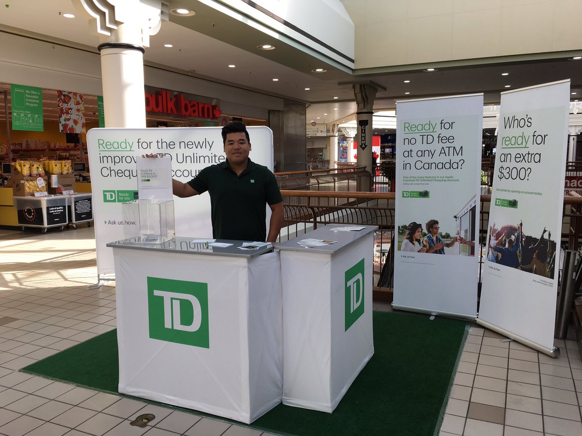 jefish7's tweet photo. Ready for no TD fee at any ATM in Canada? Come visit your #TD advisor team @ShopWoodbine and we'll tell you how we can help!@NHenriques_TD https://t.co/zxq9nwtVPQ
