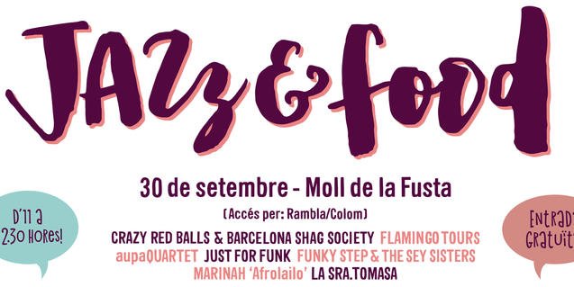bcncultura's tweet photo. L’últim dia de setembre, el Moll de la Fusta acollirà una nova edició del Jazz &amp; Food https://t.co/rkkAGFBCOo #jazz #gastronomia https://t.co/Ia4jHtqR79