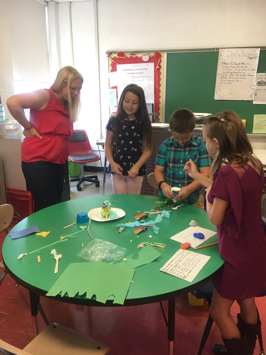 WillowvilleE's tweet photo. Ms Krebs from @ClermontSWCD instructs 3rd Ss on plant structures. Ss create imaginary plant to live in given biome.@WestCler @overbeym https://t.co/ZttzhZlolg