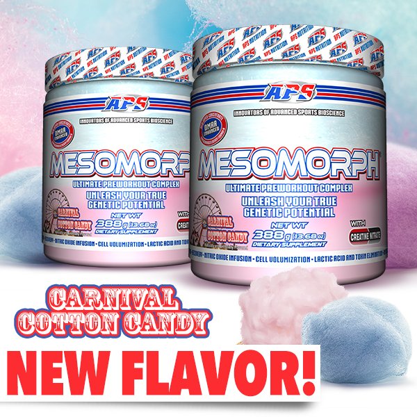 #ICYMI 🚨 NEW FLAVOR ALERT 🚨 The King of Preworkouts, Mesomorph is now available in CARNIVAL COTTON CANDY!!  Try it: ow.ly/DQ8e30fkjok!