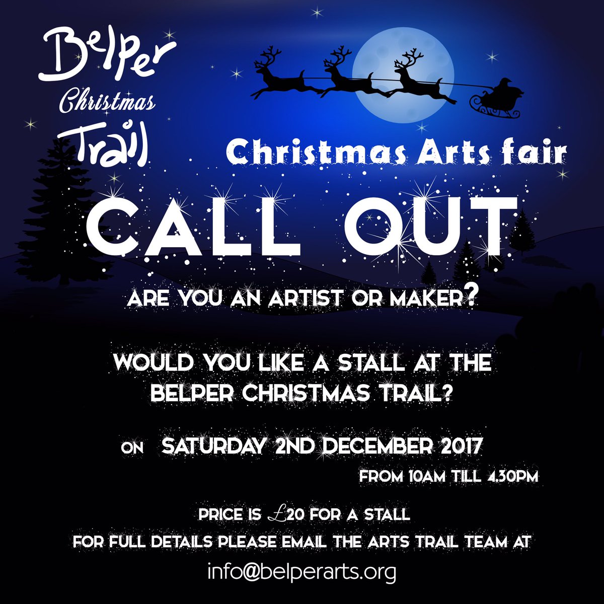 Ok, so lots of people have been asking us about this.
Sorry it's only September but,
the CHRISTMAS TRAIL CALL OUT is here. #artistcallout