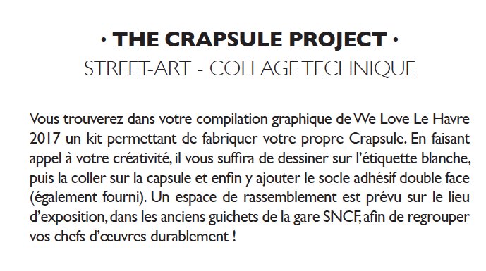The Crapsule Project a eu l'envie de vous faire participer à l' #expo collective. Il vous adresse ce petit mot. A vos idées, à vos crayons !