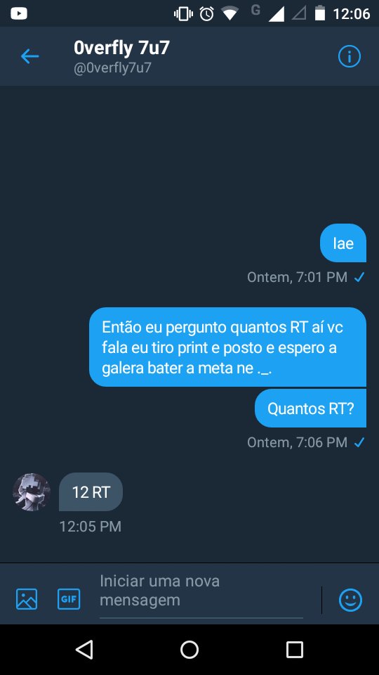 12 RT🔁

Galera me ajuda ae com  pra a @0verfly7u7 me fazer uma foto de perfil filé segue ela também😚