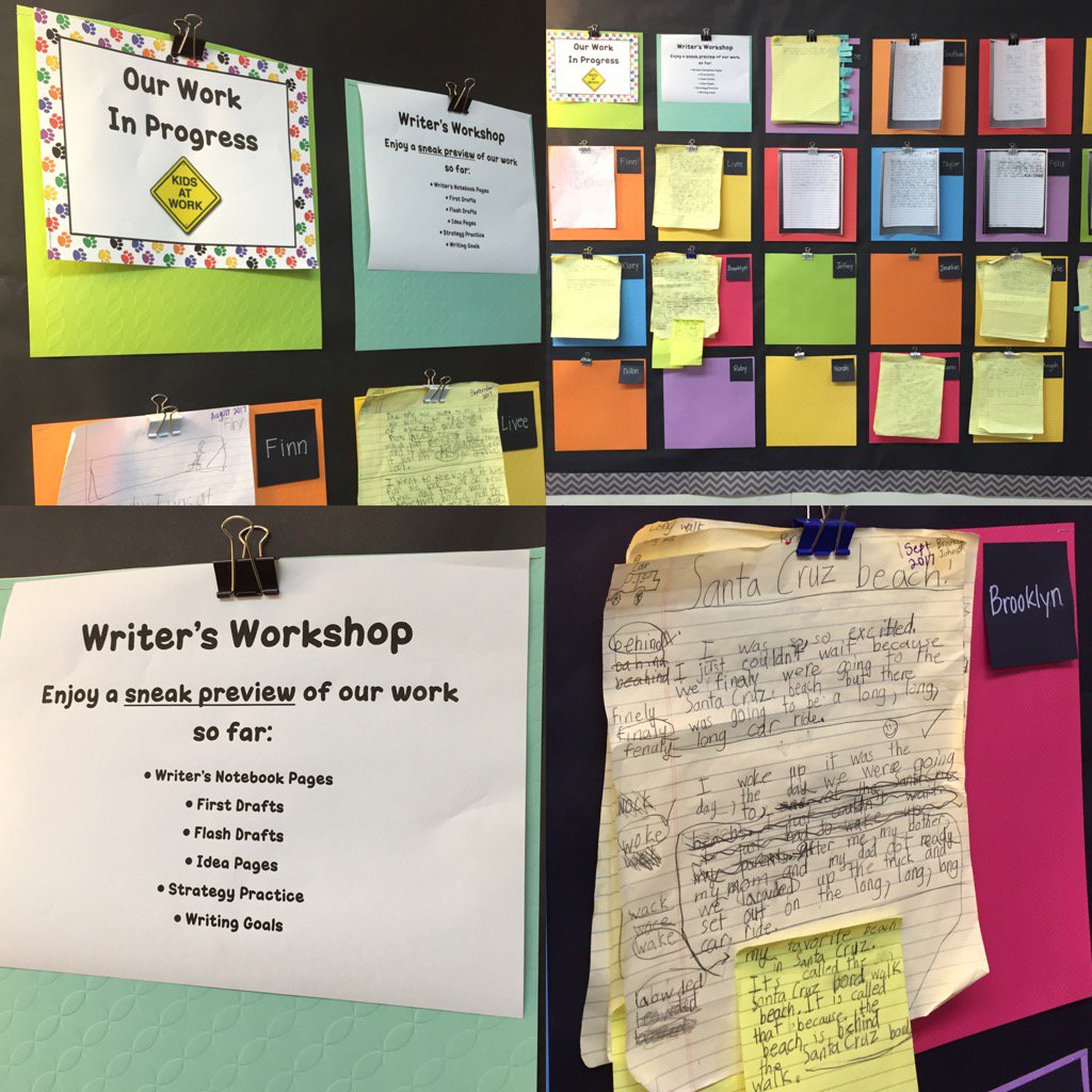 untiljenn's tweet image. Our Writer's Workshop "In Progress" wall. @HendersonHounds #praisetheprocess #writersworkshop #revision # @TCRWP