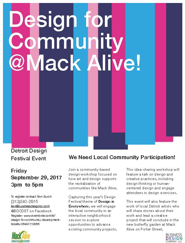 Local Community Participation Needed - Detroit - Workshop - Sept 29th