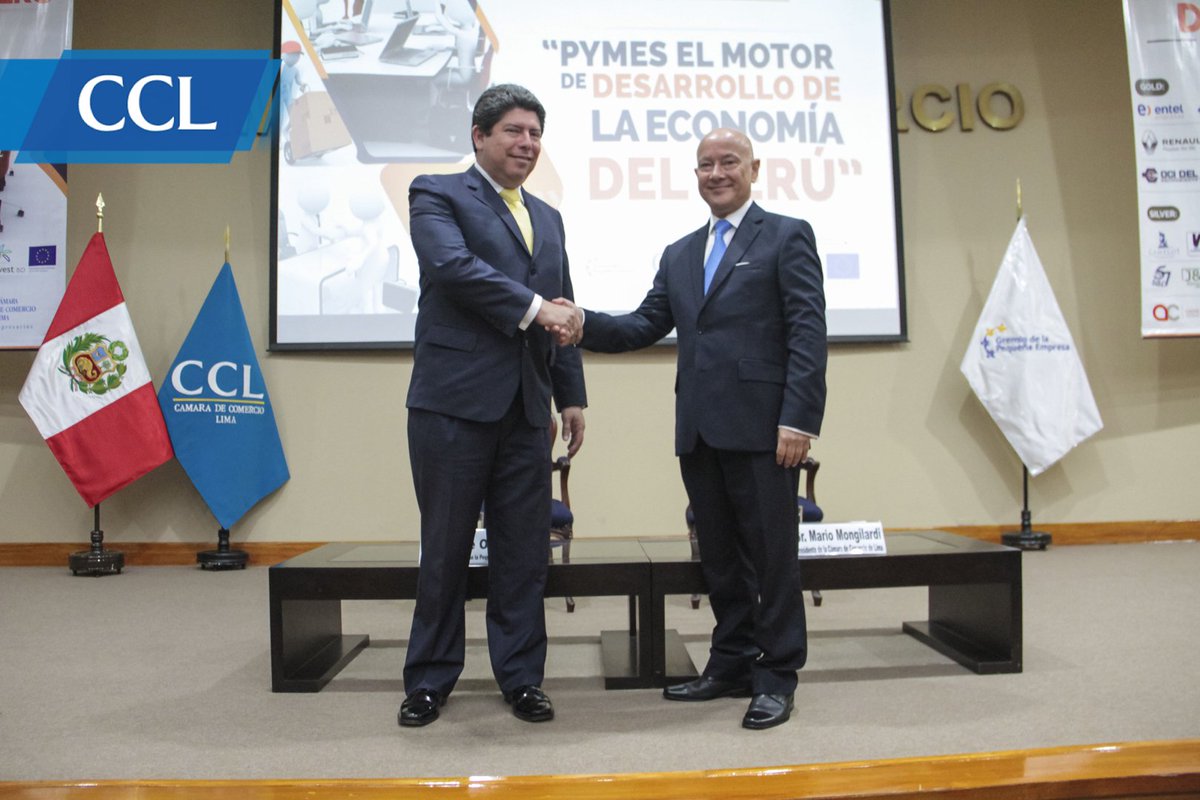 camaradelima's tweet photo. Mario Mongilardi, pdte de la #CCL; Jorge Ochoa, pdte. del Gremio de la Pequeña Empresa, inauguran #EXPOPYME2017. https://t.co/JLNdAmV8zm