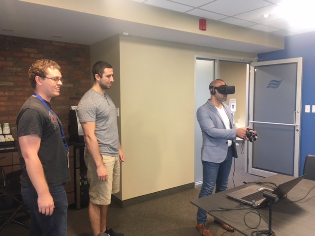 CondairUSACA's tweet image. @SimWave stopped by to let us demo our new #VirtualReality experience.  #Nortec's VR game will be launching #Jan2018 at #AHR in #Chicago.