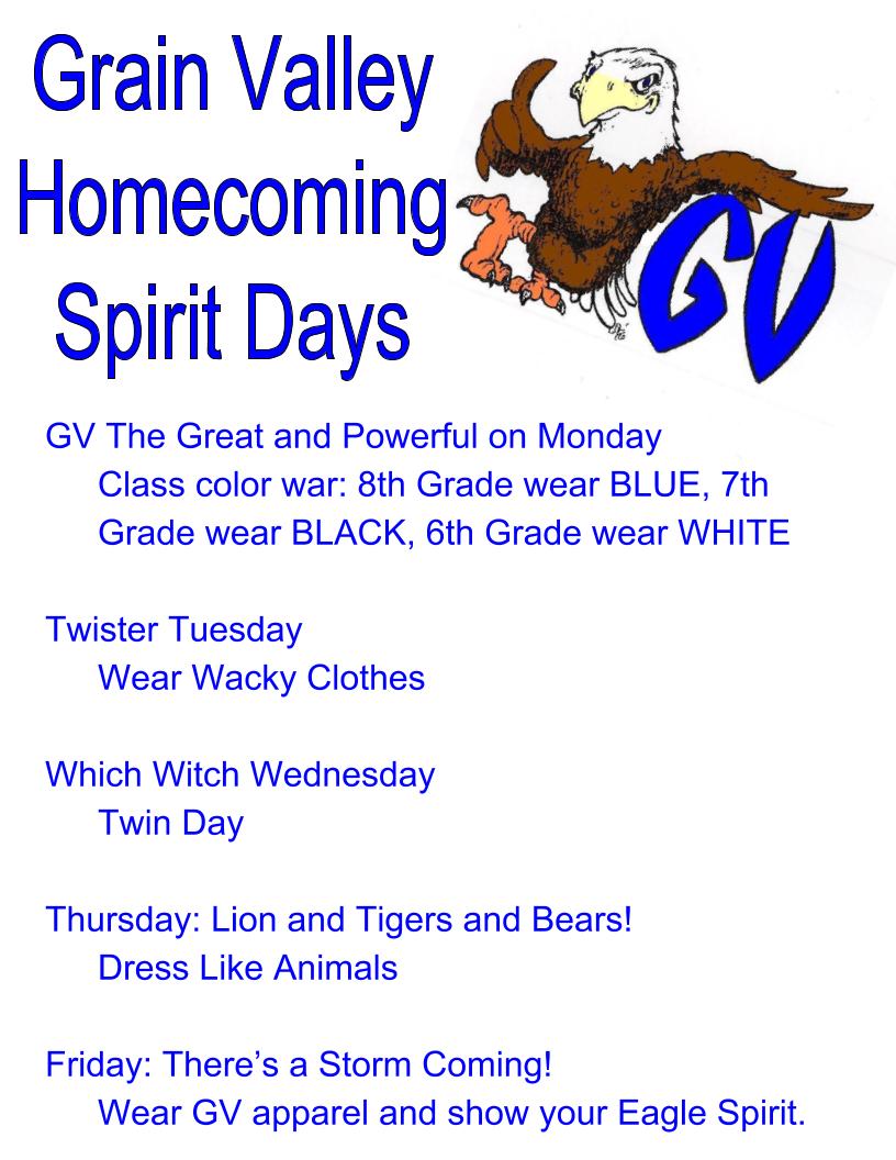 Eaglesgvsms's tweet photo. Homecoming is next week; check out the GVHS website for the events schedule. GVSMS will show our Eagle Pride next week during spirit week! https://t.co/U32XfjpEqN